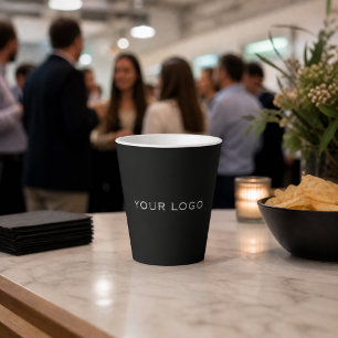 Black business logo rectangular latte mug