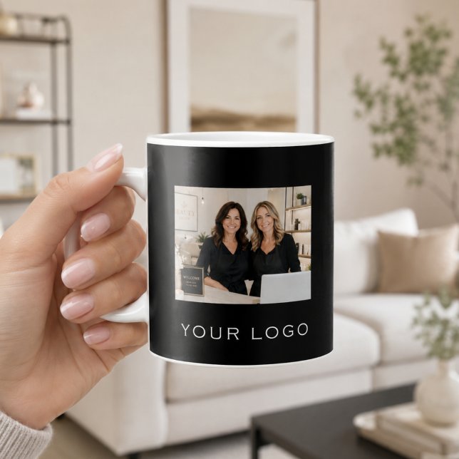 Black business logo rectangular photo coffee mug (Creator Uploaded)