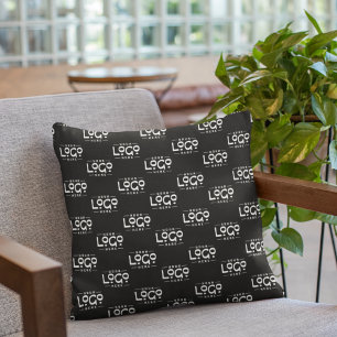 Black Business Logo simple minimal pattern Brand Cushion