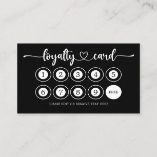 Black Business Logo Store Salon Coffee Shop  Loyalty Card