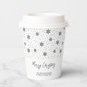 Black   Business Logo Winter Christmas Holiday Paper Cups