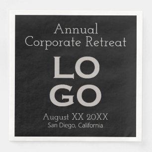 Black Business or Corporate Event Custom Logo Napkin