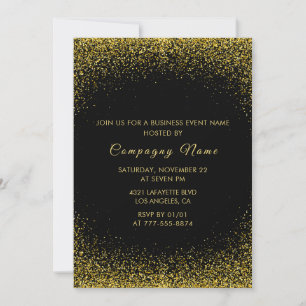 Black Business party invite Gold Glitter
