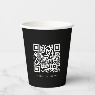 Black Business QR Code Website Menu Professional  Paper Cups