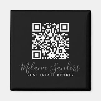 BLACK Business REAL ESTATE Magnet with QR CODE