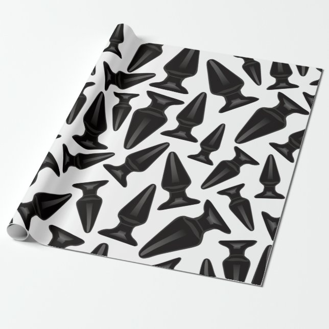 Black butt plug pattern - customisable wrapping paper (Unrolled)