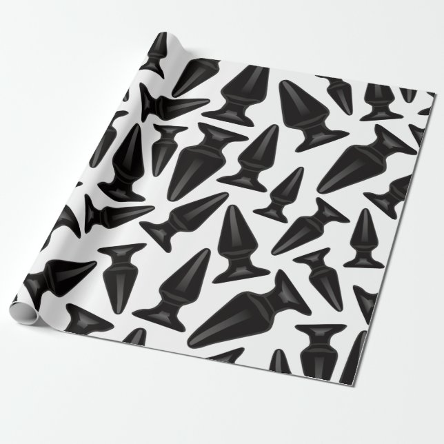 Black Butt Plug Pattern Wrapping Paper (Unrolled)