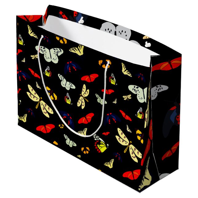 Black Butterflies  Large Gift Bag (Back Angled)