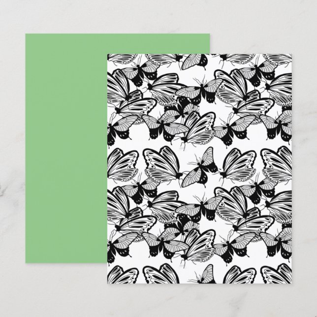Black Butterflies White Scrapbook Paper (Front/Back)