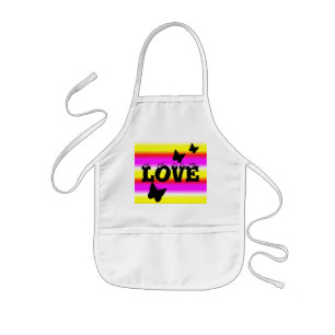 Black Butterfly and Love on Rainbow Kids Apron