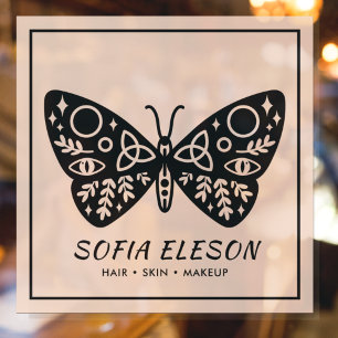 Black Butterfly & Blush Pink Beauty Salon Business Window Cling