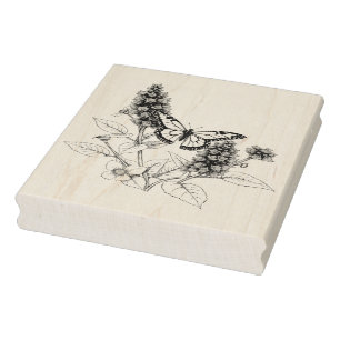 Black Butterfly Bush Rubber Stamp