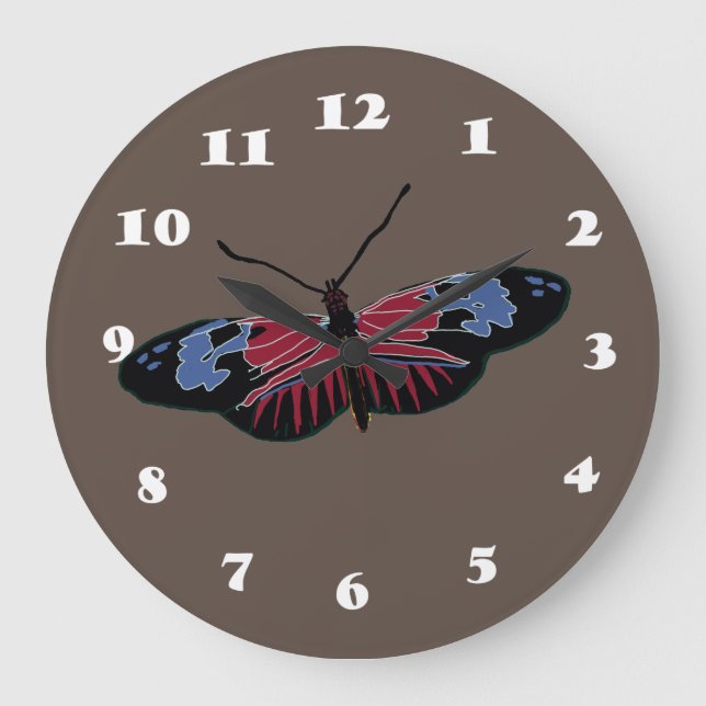 Black Butterfly Large Clock (Front)