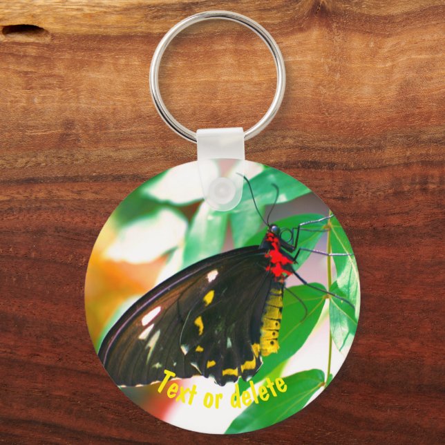 Black Butterfly Nature Personalised Key Ring (Front)