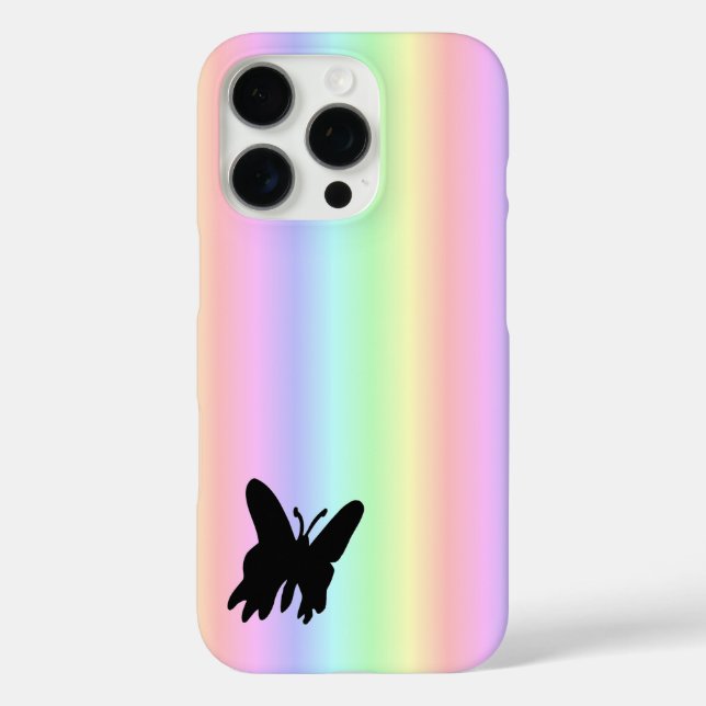 Black Butterfly on Pastell Rainbow Case-Mate iPhone Case (Back)