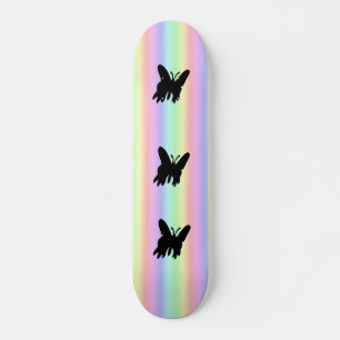 Black Butterfly on rainbow Skateboard