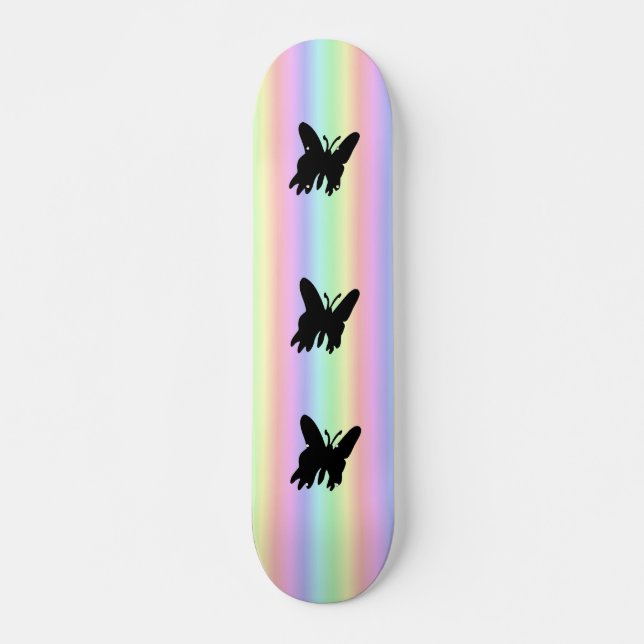 Black Butterfly on rainbow Skateboard (Front)