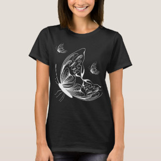 Black Butterfly printed Tshirt for women