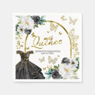 Black Butterfly Quinceanera Napkins  