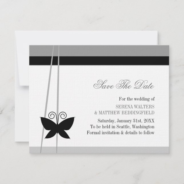 Black Butterfly Save The Date (Front)