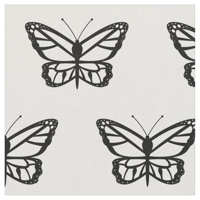 Black Butterfly Shape Illustration Fabric (Close Up)