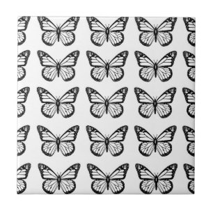 Black Butterfly Stencils Tile