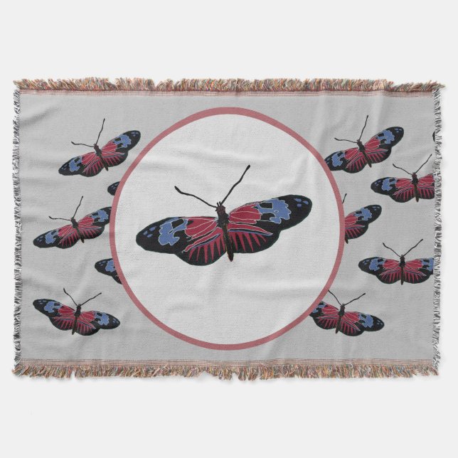 Black Butterfly Throw Blanket (Front)