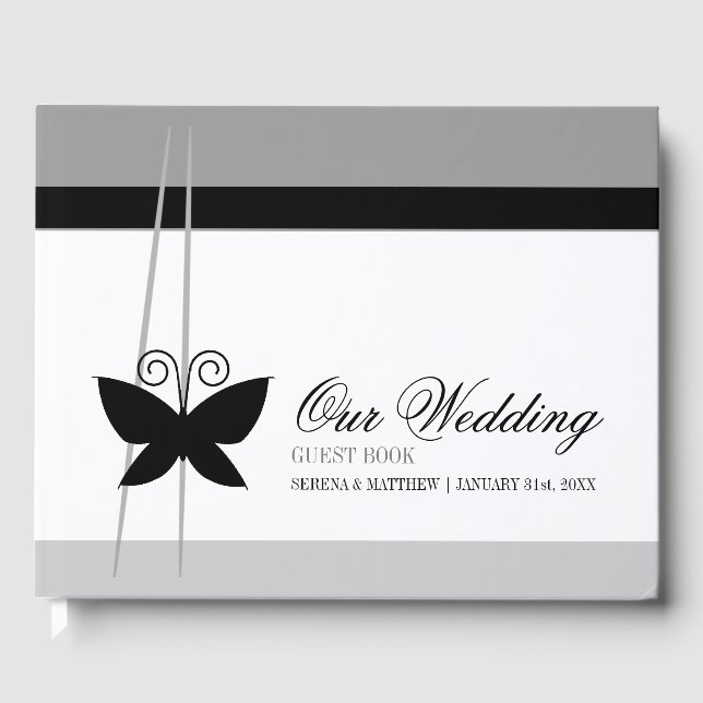 Black Butterfly Wedding Guest Book (Front)