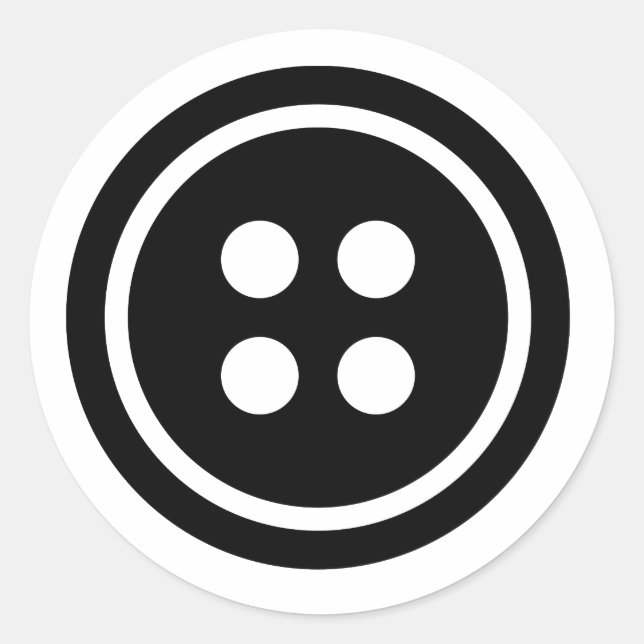 Black Button Classic Round Sticker (Front)