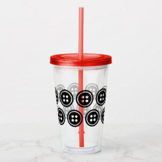 Black Button Custom 16oz, Clear Acrylic Tumbler