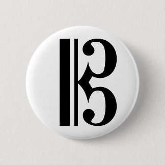Black C Clef 6 Cm Round Badge