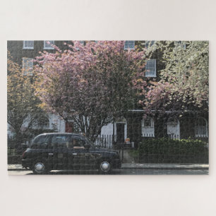 Black Cab Cherry Blossoms Pentonville Road London Jigsaw Puzzle