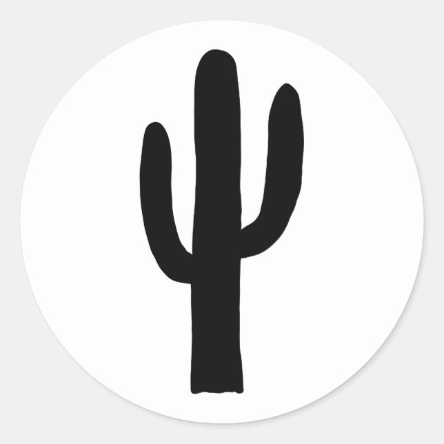 Black cactus. Modern cacti. Simple botanical Classic Round Sticker (Front)