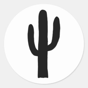 Black cactus. Modern cacti. Simple botanical Classic Round Sticker