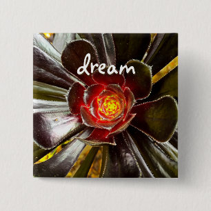 Black Cactus Photo Dream Quote Script Bold Modern 15 Cm Square Badge
