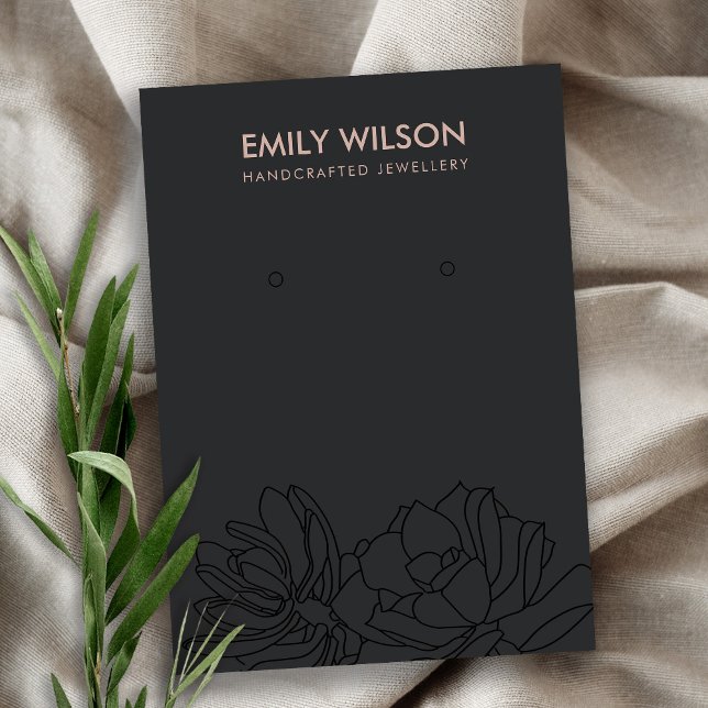 BLACK CACTUS SUCCULENT FOLIAGE EARRING DISPLAY BUSINESS CARD (Creator Uploaded)