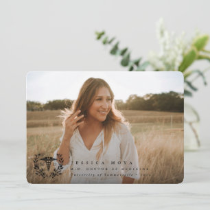 Black Caduceus MD Doctor of Medicine Graduation Announcement