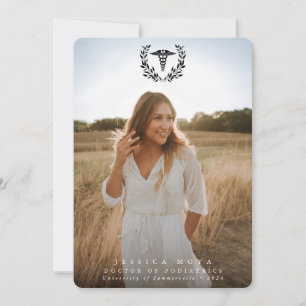 Black Caduceus Medical School 2 Photo Graduation Announcement