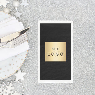 Black cafe bar business logo napkin