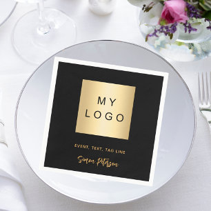 Black cafe bar business logo signature napkin