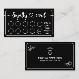 Black | Café Coffee Shop Add Your Logo Loyalty Card