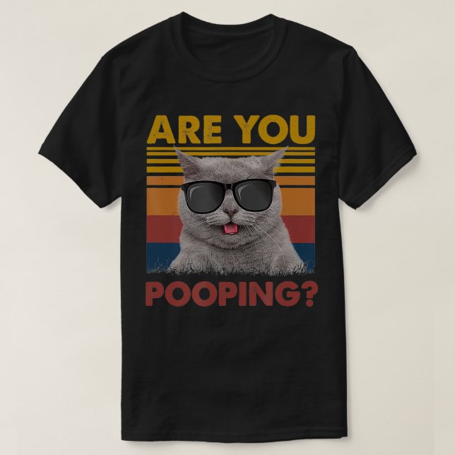black cafunny womens are you pooping meowy cat lov T-Shirt (Design Front)