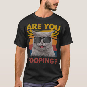 black cafunny womens are you pooping meowy cat lov T-Shirt