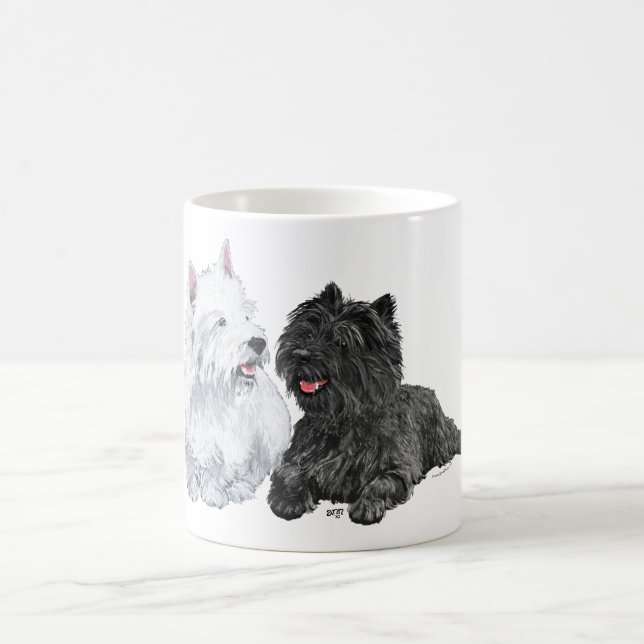 Black Cairn and West Highland Terriers Coffee Mug (Center)