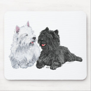Black Cairn and West Highland Terriers Mouse Mat