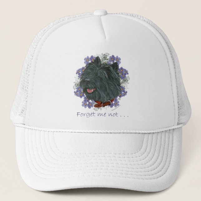 Black Cairn Terrier Forget-me-not Trucker Hat (Front)