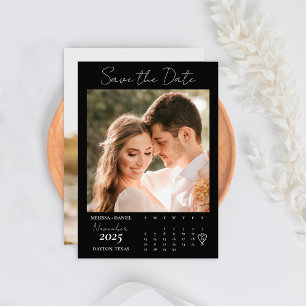Black Calendar Couple Two Photo Save The Date
