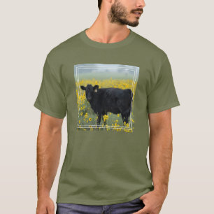 Black Calf in a Field of Sunflowers T-Shirt