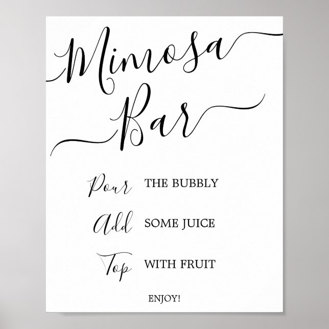 Black Calligraphy Bridal Mimosa Bar Sign (Front)