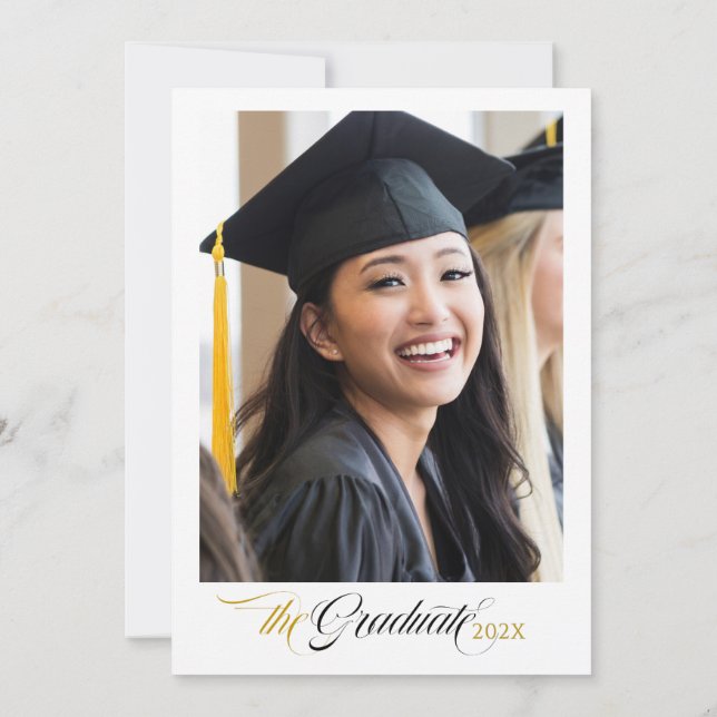 Black Calligraphy Custom Photo Invitation (Back)